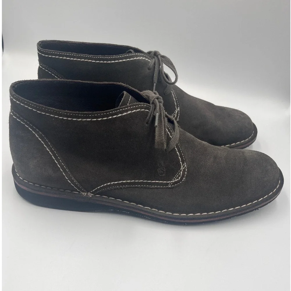 John Varvatos Gray Suede Chukka Boots Mens 13 Premium Leather Lace Up